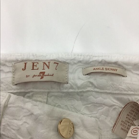 Jen7 7For All Mankind White Jacquard Skinny Ankle Jeans Size 0 - Picture 7 of 7